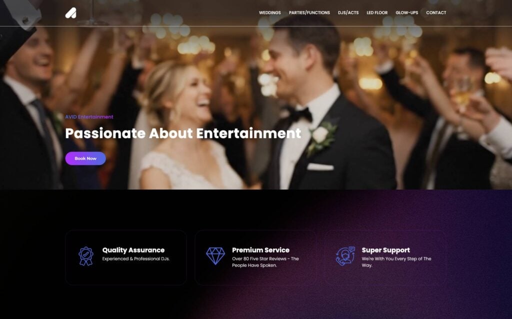 A webpage for "Avid Entertainment"