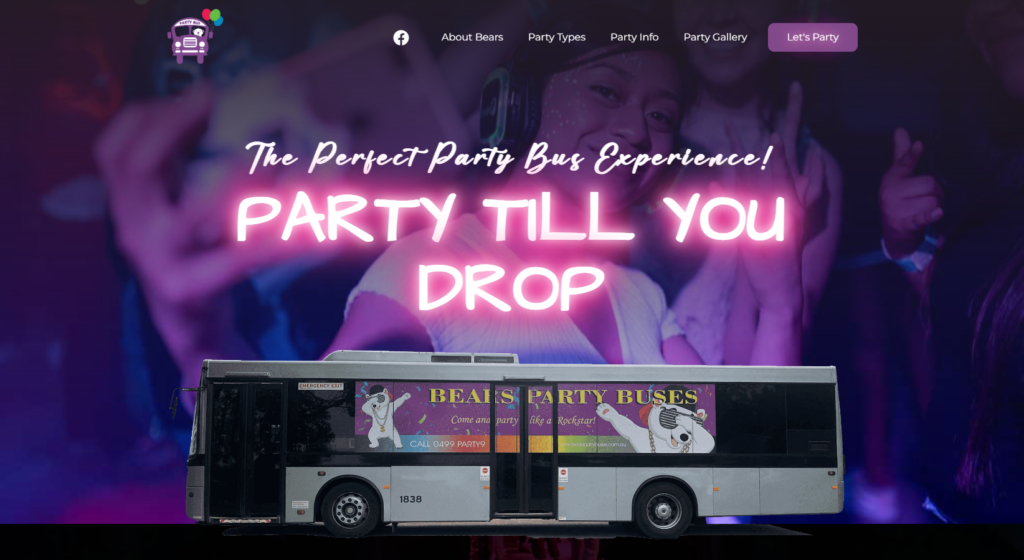 A webpage for "Beats Party Buses."